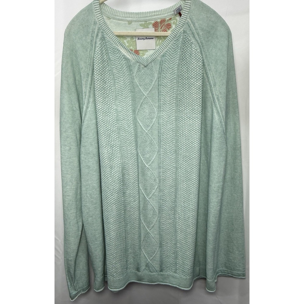 Tommy‎ Bahama Men's Sweater Linen Cotton Knit Light Green Sz 3XL/3TG